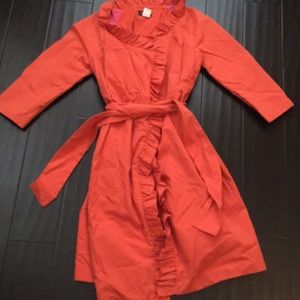 Jcrew Orange ruffle trench coat